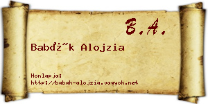 Babák Alojzia névjegykártya